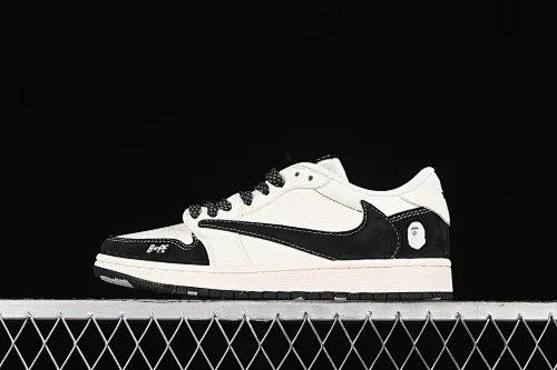 All categories Air Jordan Jordan series basketball shoes Air Jordan 1 Low High-end customized low-top sneakers Travis Scott x Fragment Design x Air Jordan 1 Low OG SP AJ1 Joe 1 BAPE joint-black and white toe low-top cultural casual sneakers XY2688-106